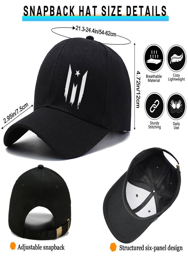 viofre Mens Hat Baseball Hats for Mens Snapback Hats for Men Black Baseball Cap Puerto Rico Flag Hats for Women Cotton Fitted Trucker Adjust Hiphop Flat Bill Hat for Men Gifts Fishing Dad Hat - Image 2